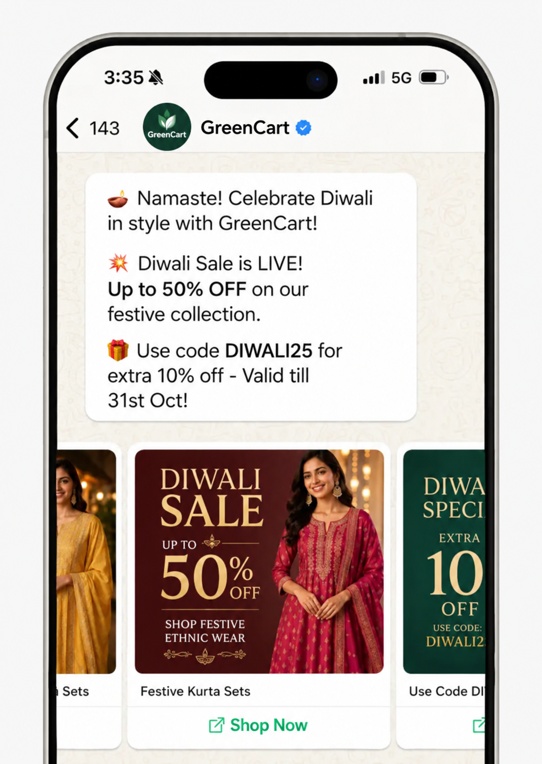 WhatsApp product carousel